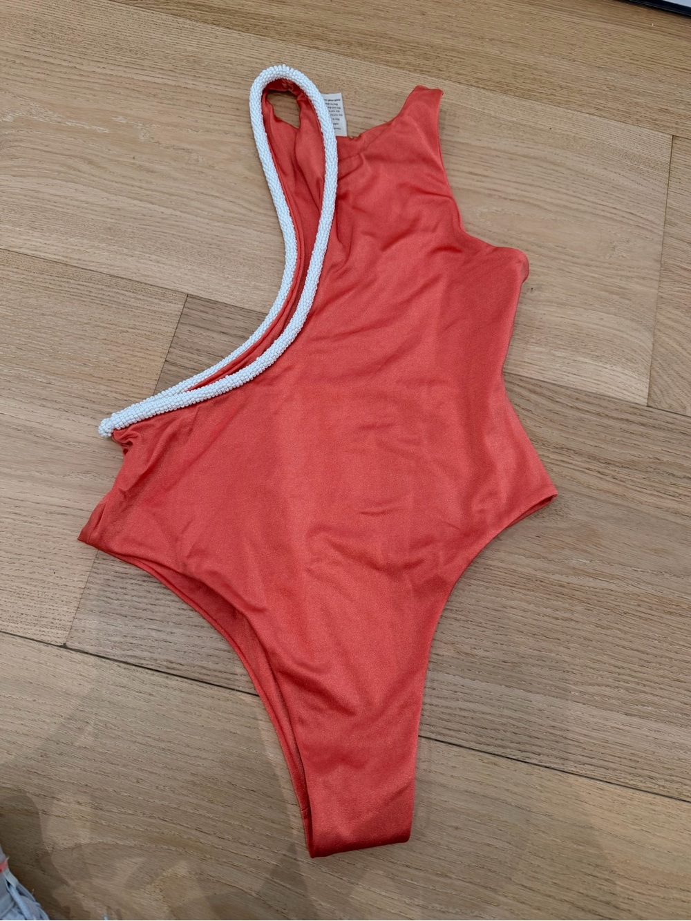 Baobab Collection Coral One-Piece with White Rope Strap